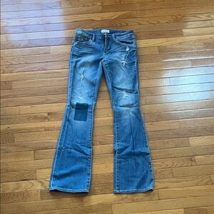 Classic Blue Distressed Flare Jeans